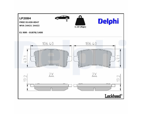 Brake Pad Set, disc brake LP2084 Delphi, Image 3