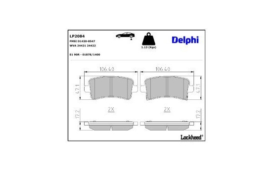 Brake Pad Set, disc brake LP2084 Delphi, Image 5