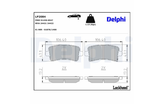 Brake Pad Set, disc brake LP2084 Delphi, Image 5