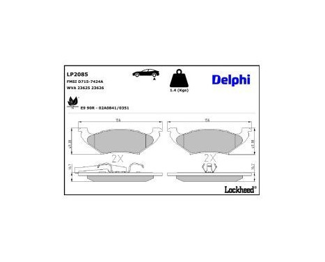 Brake Pad Set, disc brake LP2085 Delphi