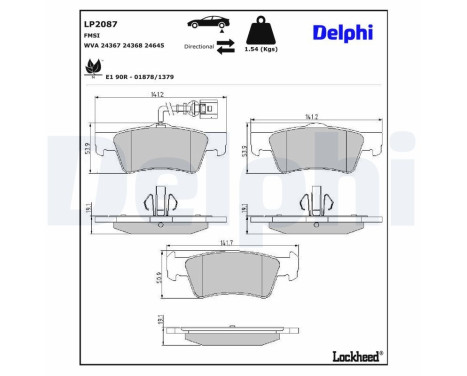 Brake pad set, disc brake LP2087 Delphi