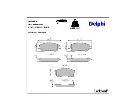 Brake Pad Set, disc brake LP2093 Delphi, Image 3