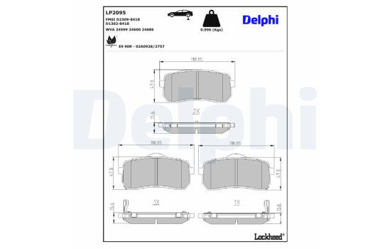 Brake Pad Set, disc brake LP2095 Delphi, Image 3