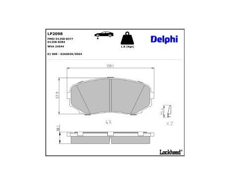 Brake Pad Set, disc brake LP2098 Delphi, Image 3