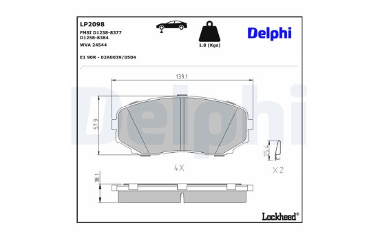 Brake Pad Set, disc brake LP2098 Delphi, Image 3
