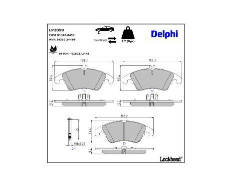 Brake Pad Set, disc brake LP2099 Delphi, Image 3