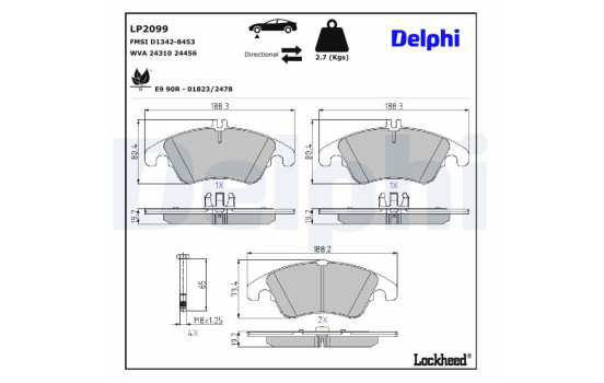 Brake Pad Set, disc brake LP2099 Delphi, Image 3
