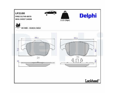 Brake Pad Set, disc brake LP2100 Delphi