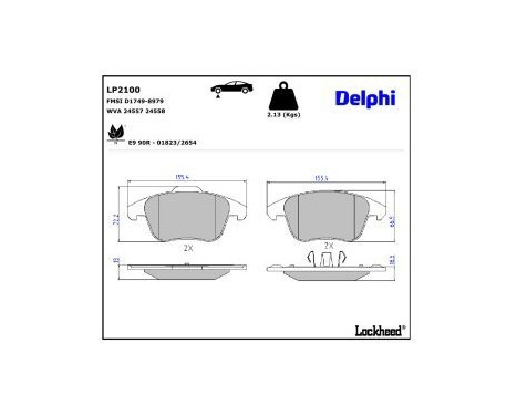 Brake Pad Set, disc brake LP2100 Delphi, Image 3