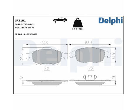 Brake Pad Set, disc brake LP2101 Delphi