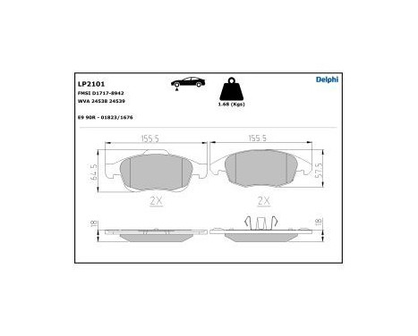 Brake Pad Set, disc brake LP2101 Delphi, Image 5