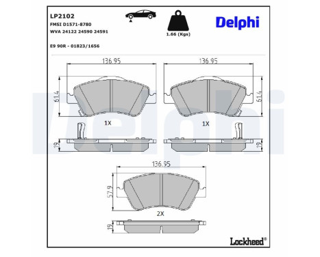 Brake Pad Set, disc brake LP2102 Delphi