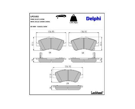 Brake Pad Set, disc brake LP2102 Delphi, Image 3