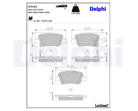Brake Pad Set, disc brake LP2103 Delphi