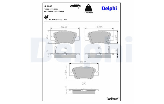 Brake Pad Set, disc brake LP2103 Delphi, Image 4