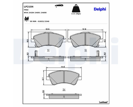 Brake Pad Set, disc brake LP2104 Delphi, Image 3