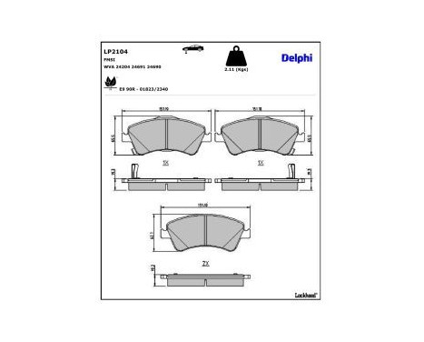 Brake Pad Set, disc brake LP2104 Delphi, Image 3