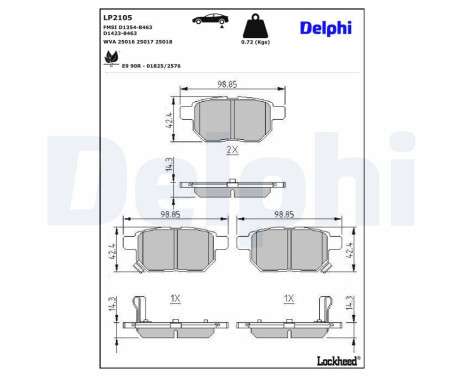 Brake Pad Set, disc brake LP2105 Delphi, Image 3