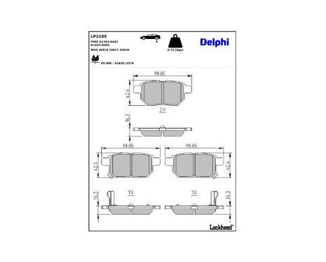 Brake Pad Set, disc brake LP2105 Delphi, Image 3