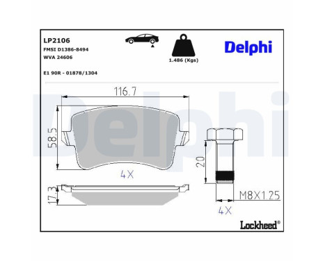 Brake Pad Set, disc brake LP2106 Delphi
