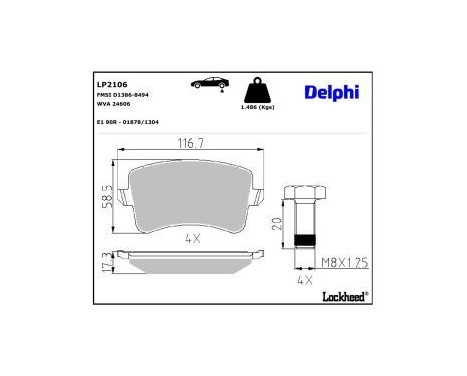 Brake Pad Set, disc brake LP2106 Delphi, Image 4