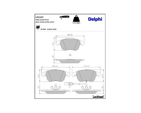 Brake Pad Set, disc brake LP2107 Delphi, Image 4