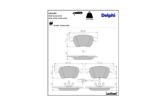 Brake Pad Set, disc brake LP2107 Delphi, Image 4