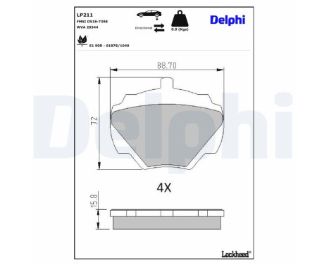 Brake pad set, disc brake LP211 Delphi, Image 3