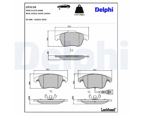 Brake Pad Set, disc brake LP2110 Delphi, Image 4