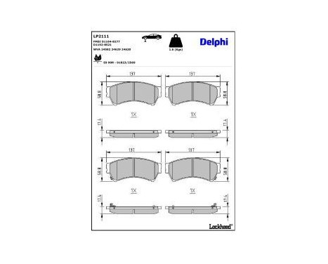 Brake Pad Set, disc brake LP2111 Delphi