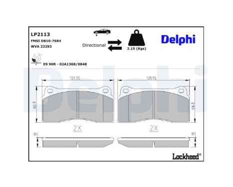 Brake Pad Set, disc brake LP2113 Delphi