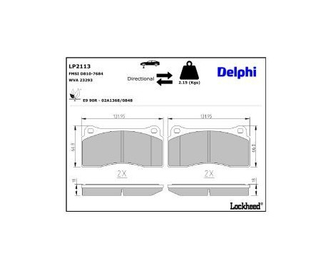 Brake Pad Set, disc brake LP2113 Delphi