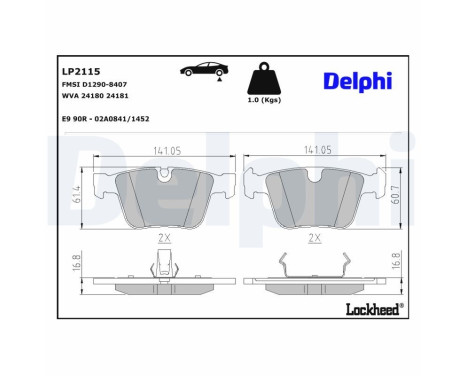 Brake pad set, disc brake LP2115 Delphi