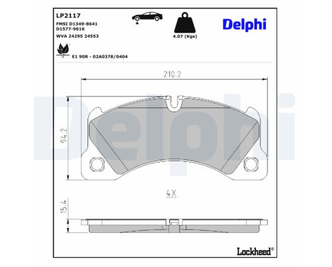 Brake Pad Set, disc brake LP2117 Delphi