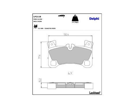 Brake Pad Set, disc brake LP2118 Delphi