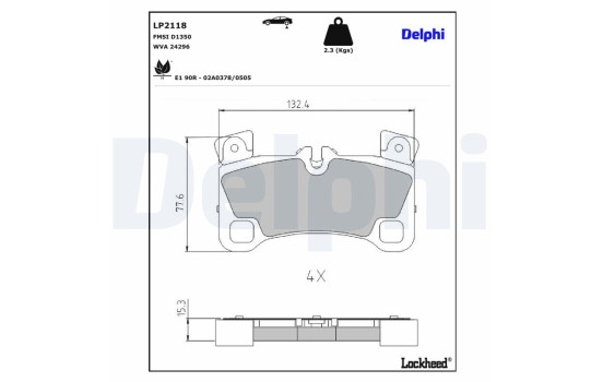 Brake Pad Set, disc brake LP2118 Delphi