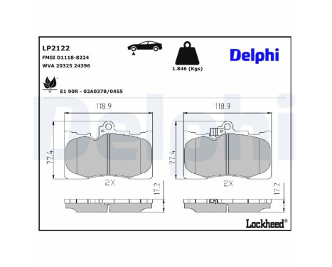 Brake Pad Set, disc brake LP2122 Delphi