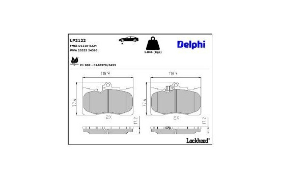 Brake Pad Set, disc brake LP2122 Delphi