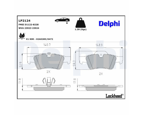 Brake Pad Set, disc brake LP2124 Delphi