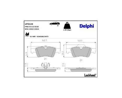 Brake Pad Set, disc brake LP2124 Delphi, Image 3