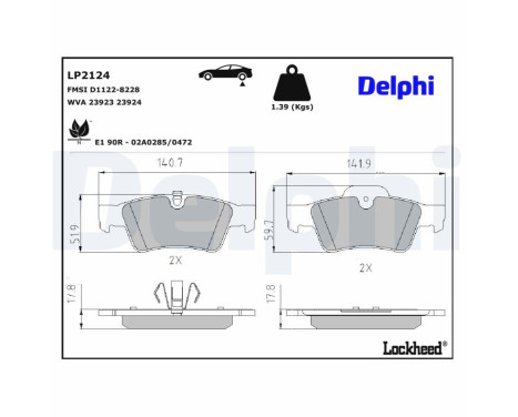 Brake Pad Set, disc brake LP2124 Delphi, Image 3