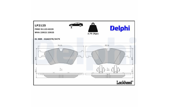 Brake Pad Set, disc brake LP2125 Delphi, Image 3