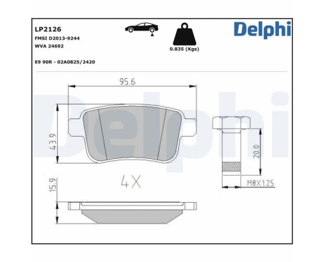 Brake Pad Set, disc brake LP2126 Delphi