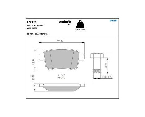 Brake Pad Set, disc brake LP2126 Delphi, Image 5