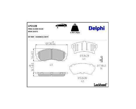 Brake Pad Set, disc brake LP2128 Delphi