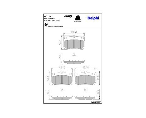 Brake Pad Set, disc brake LP2130 Delphi
