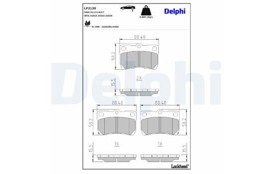 Brake Pad Set, disc brake LP2130 Delphi