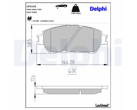 Brake Pad Set, disc brake LP2132 Delphi