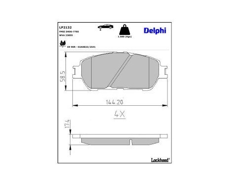Brake Pad Set, disc brake LP2132 Delphi