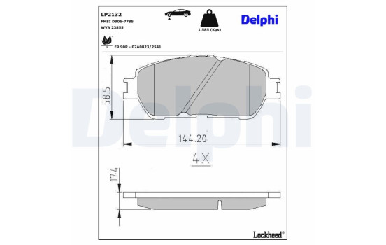 Brake Pad Set, disc brake LP2132 Delphi